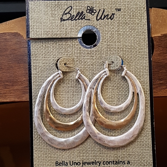 Bella Uno triple hoop drop earrings - Picture 2 of 4